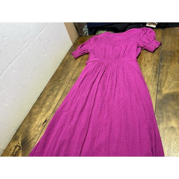 Maeve Anthropologie | Breanna Wrap Dress Maxi Midi Puff Sleeve Pink Modest Sz 4 - Picture 16 of 16